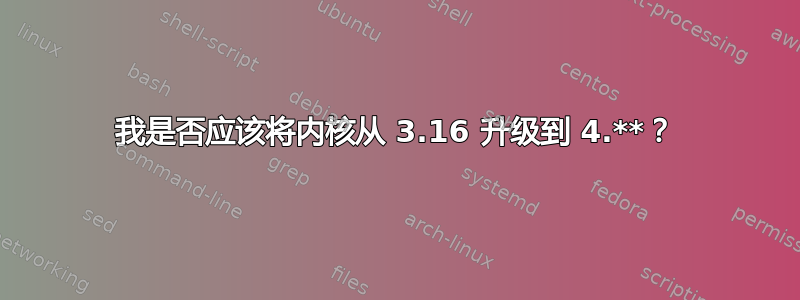 我是否应该将内核从 3.16 升级到 4.**？