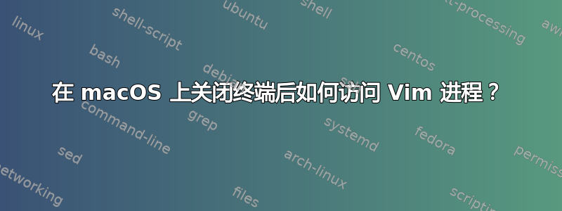 在 macOS 上关闭终端后如何访问 Vim 进程？