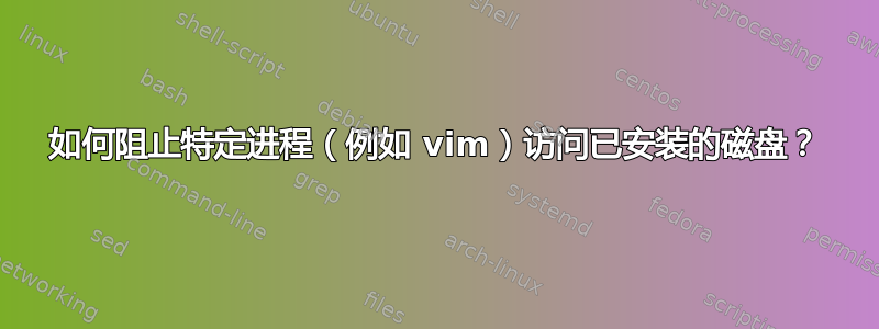 如何阻止特定进程（例如 vim）访问已安装的磁盘？