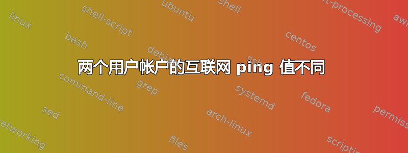 两个用户帐户的互联网 ping 值不同