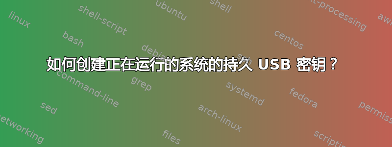 如何创建正在运行的系统的持久 USB 密钥？