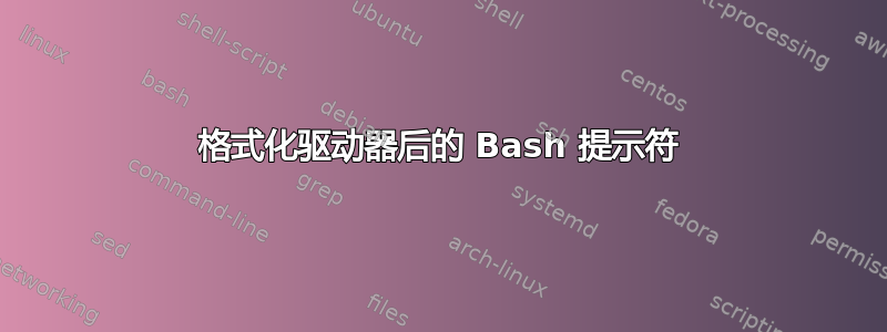 格式化驱动器后的 Bash 提示符