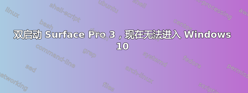 双启动 Surface Pro 3，现在无法进入 Windows 10