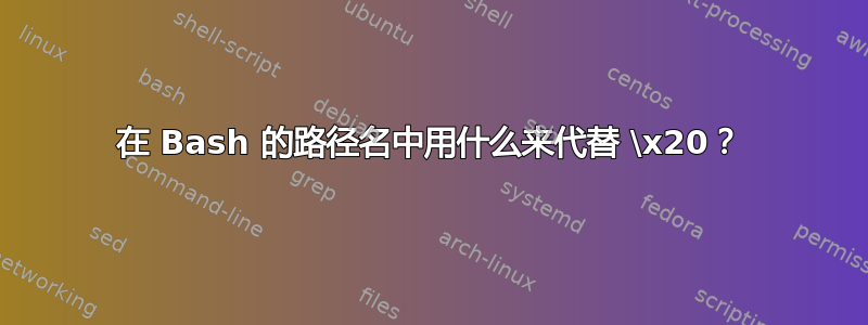 在 Bash 的路径名中用什么来代替 \x20？