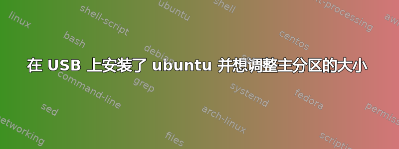 在 USB 上安装了 ubuntu 并想调整主分区的大小