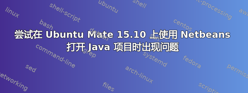 尝试在 Ubuntu Mate 15.10 上使用 Netbeans 打开 Java 项目时出现问题