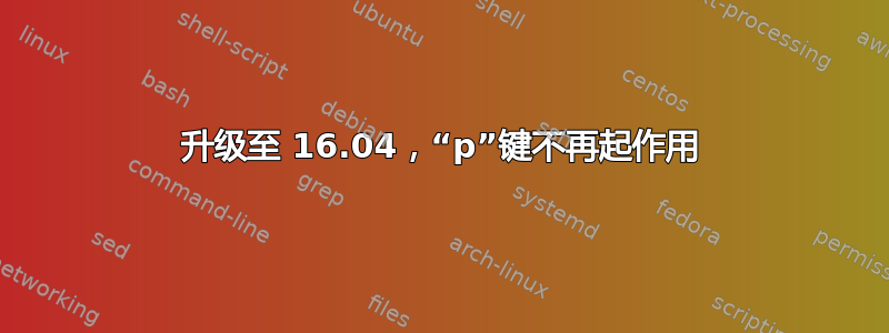 升级至 16.04，“p”键不再起作用