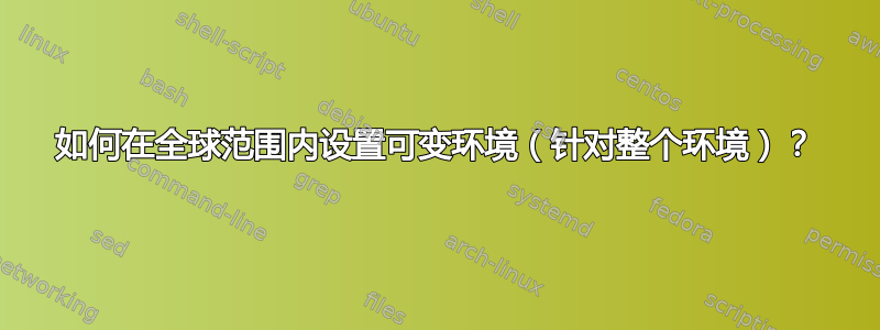 如何在全球范围内设置可变环境（针对整个环境）？