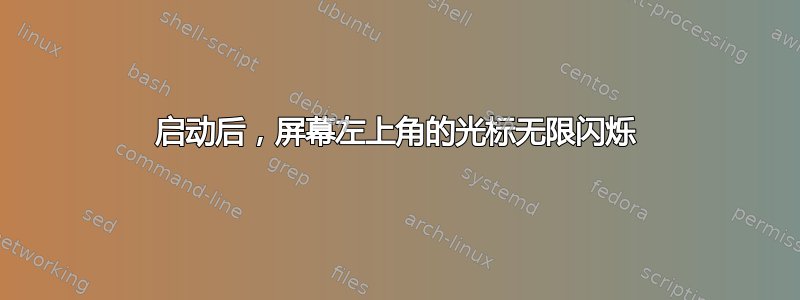 启动后，屏幕左上角的光标无限闪烁