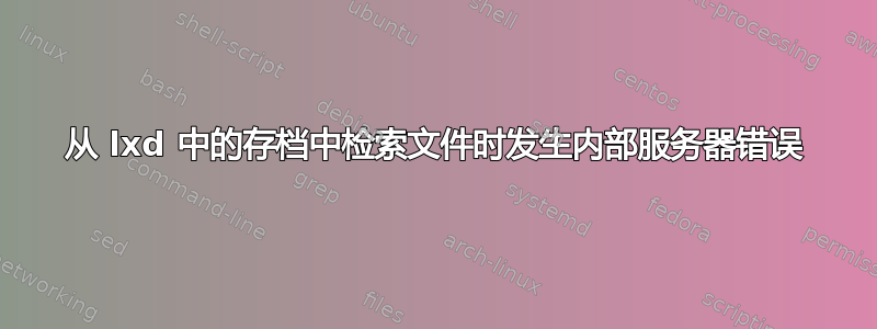 从 lxd 中的存档中检索文件时发生内部服务器错误