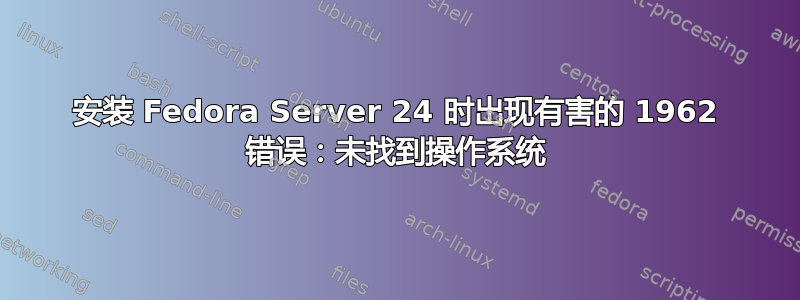 安装 Fedora Server 24 时出现有害的 1962 错误：未找到操作系统