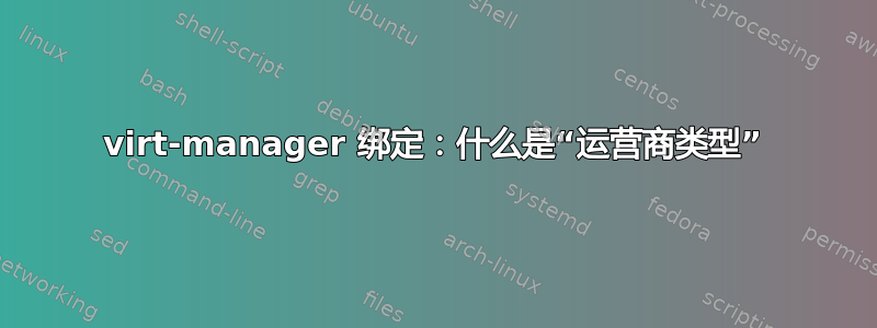 virt-manager 绑定：什么是“运营商类型”