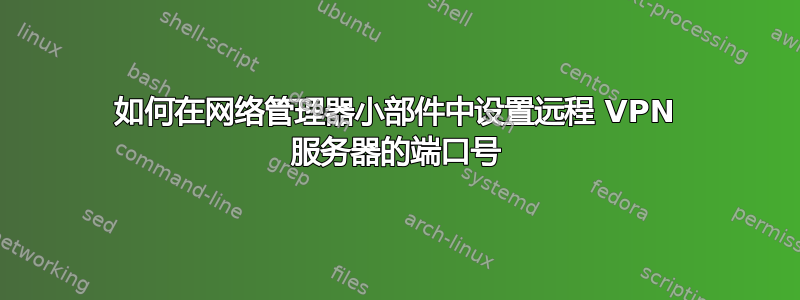 如何在网络管理器小部件中设置远程 VPN 服务器的端口号