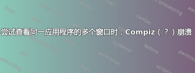 尝试查看同一应用程序的多个窗口时，Compiz（？）崩溃