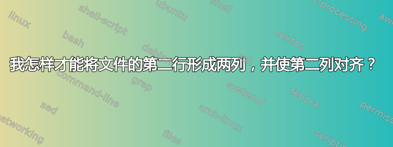 我怎样才能将文件的第二行形成两列，并使第二列对齐？