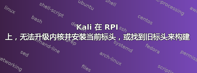 Kali 在 RPI 上，无法升级内核并安装当前标头，或找到旧标头来构建