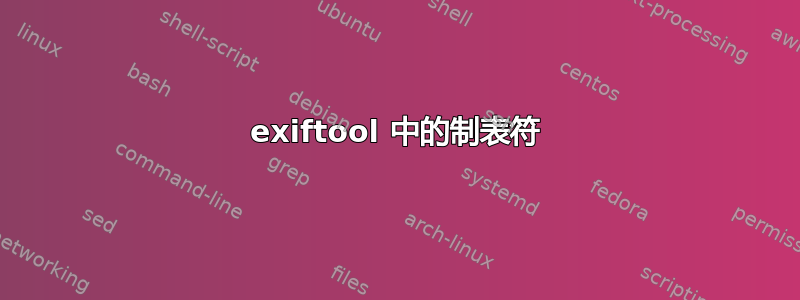 exiftool 中的制表符