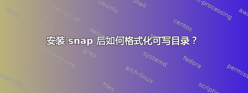 安装 snap 后如何格式化可写目录？