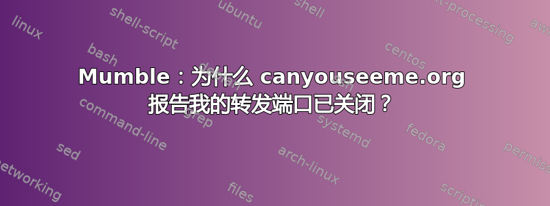 Mumble：为什么 canyouseeme.org 报告我的转发端口已关闭？