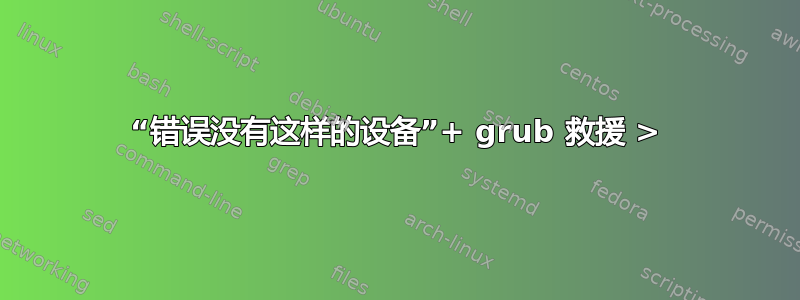 “错误没有这样的设备”+ grub 救援 >