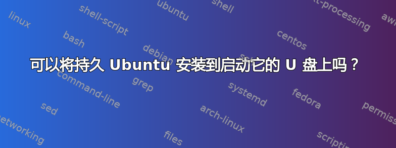 可以将持久 Ubuntu 安装到启动它的 U 盘上吗？