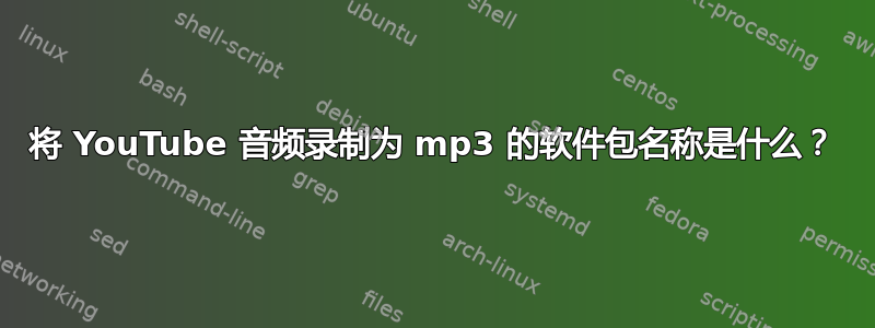 将 YouTube 音频录制为 mp3 的软件包名称是什么？