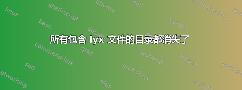 所有包含 lyx 文件的目录都消失了