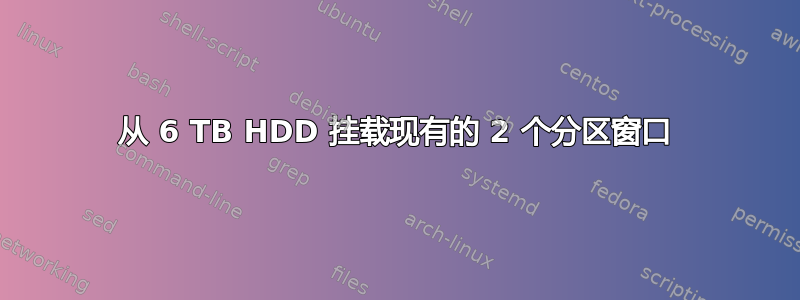 从 6 TB HDD 挂载现有的 2 个分区窗口