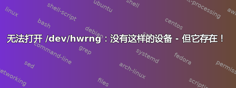 无法打开 /dev/hwrng：没有这样的设备 - 但它存在！