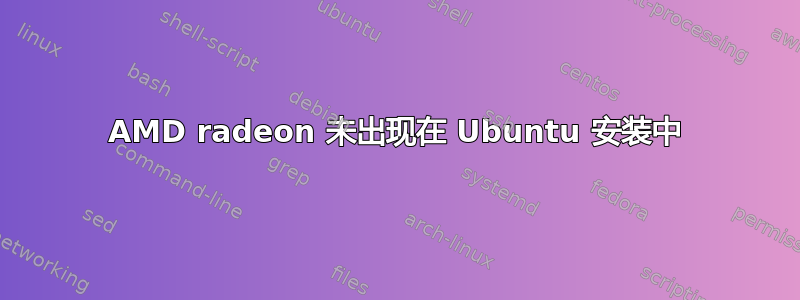 AMD radeon 未出现在 Ubuntu 安装中