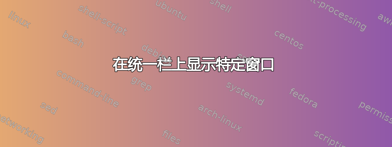 在统一栏上显示特定窗口