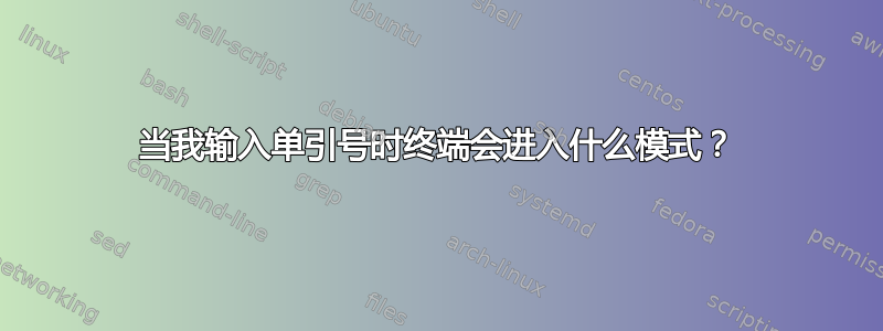 当我输入单引号时终端会进入什么模式？