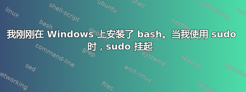 我刚刚在 Windows 上安装了 bash。当我使用 sudo 时，sudo 挂起 