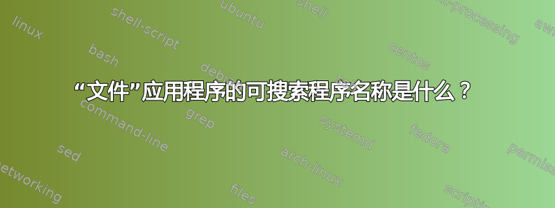 “文件”应用程序的可搜索程序名称是什么？