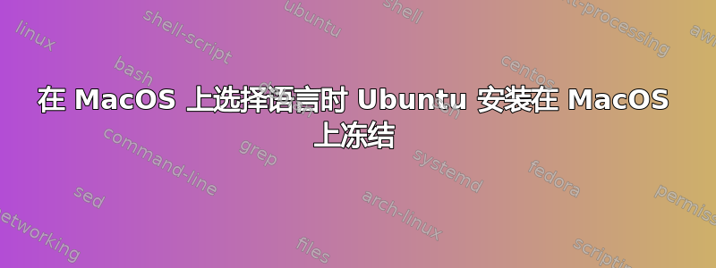 在 MacOS 上选择语言时 Ubuntu 安装在 MacOS 上冻结